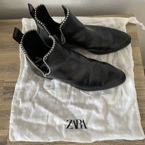 Black Leather zara Booties